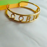 Personalized Nameplate Bracelet Cuff Letter Bangle Jewelry Women Birthday
