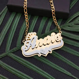 Personalized Nameplate Double Necklace with Heart Crown Necklace for Women