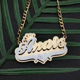 Personalized Nameplate Double Necklace with Heart Crown Necklace for Women