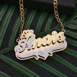 Personalized Nameplate Double Necklace with Heart Crown Necklace for Women