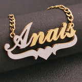 Personalized Nameplate Necklace 3D Plated Double Choker Pendant