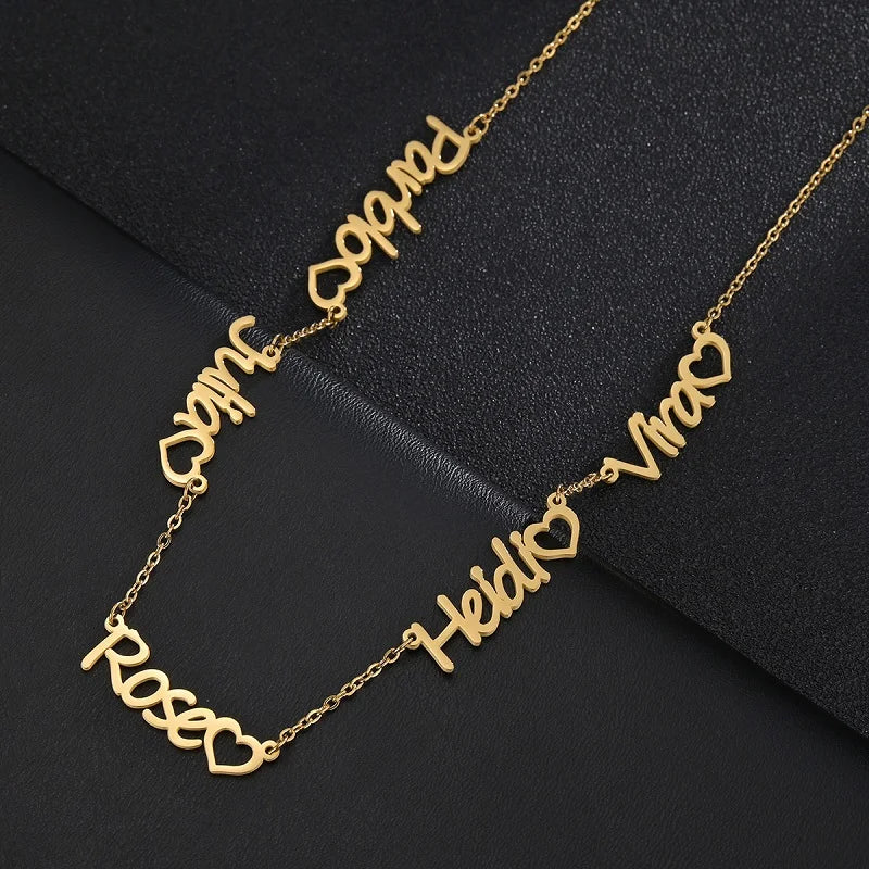 Custom Name Necklace Bracelet Set Stainless Steel Jewelry Gift for Her