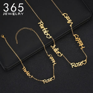Custom Name Necklace Bracelet Set Stainless Steel Jewelry Gift for Her