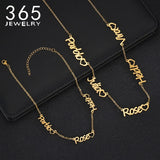 Custom Name Necklace Bracelet Set Stainless Steel Jewelry Gift for Her