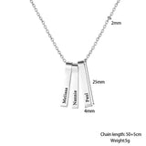 Custom Name Bar Necklace Stainless Steel Pendant Personalized Women Gift