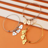 Personalized Hearts Name Bracelet Stainless Steel Engraved Adjustable Bangle