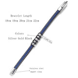 Men's Personalized Leather Bracelet Engraved Text Beads Stainless Steel