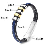 Men's Personalized Leather Bracelet Engraved Text Beads Stainless Steel