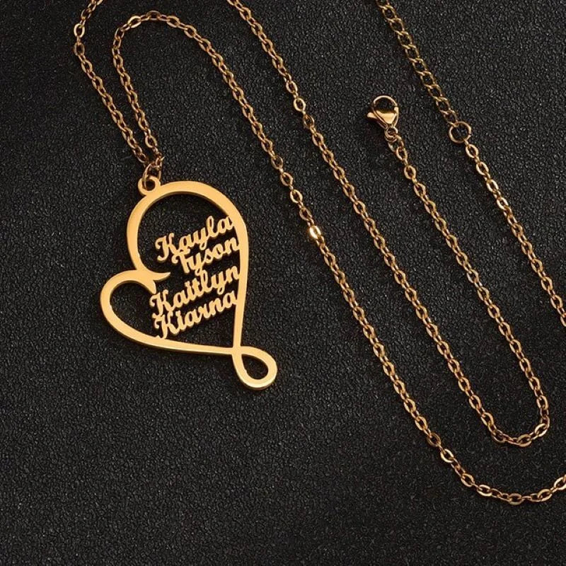 Personalized Heart Pendant Necklace for Family Birthday