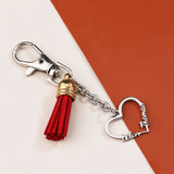 Personalized Heart Tag Keychain Tassel Stainless Steel Key Chain