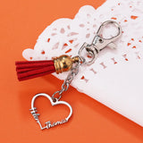 Personalized Heart Tag Keychain Tassel Stainless Steel Key Chain