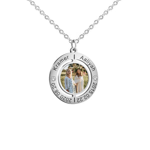 Personalized Anniversary Necklace with Custom Names & Photo