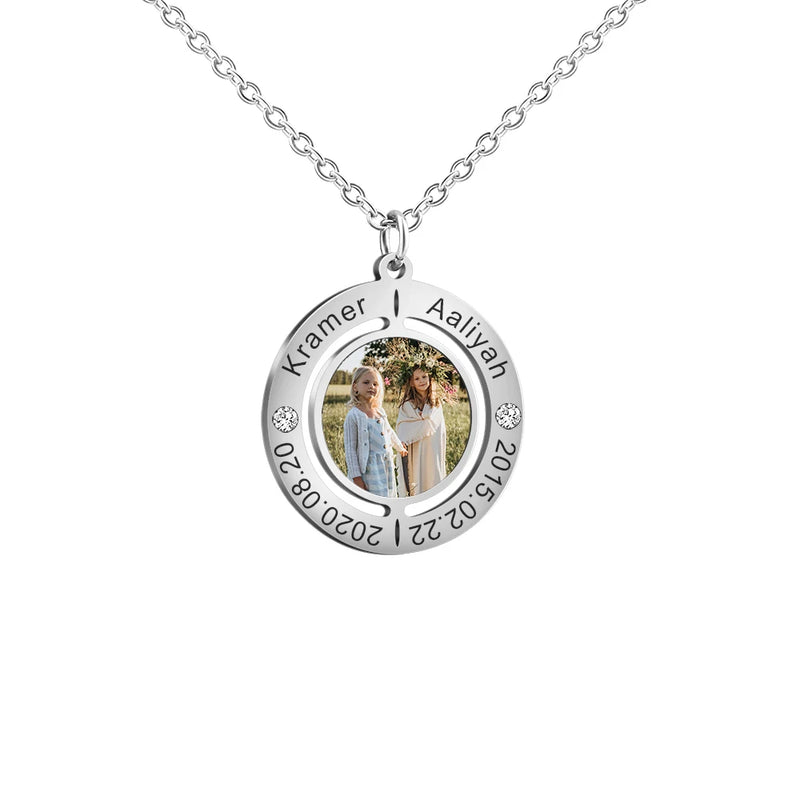 Personalized Anniversary Necklace with Custom Names & Photo