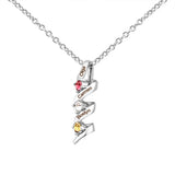 Customized Birthstone Necklace with Silver Spiral Pendant
