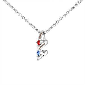Customized Birthstone Necklace with Silver Spiral Pendant