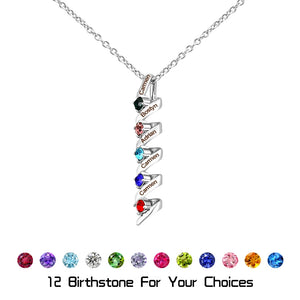 Customized Birthstone Necklace with Silver Spiral Pendant