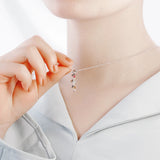 Customized Birthstone Necklace with Silver Spiral Pendant