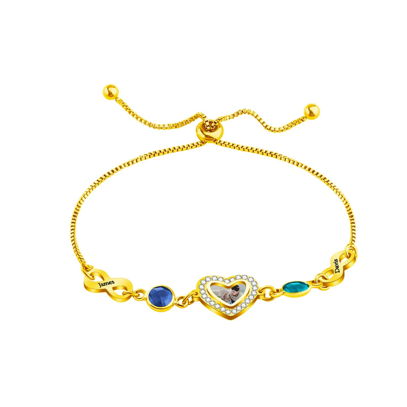 Personalized Infinity Charm Bracelet with Birthstone