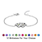 Personalized Birthstone Heart Bracelet Adjustable Women Bracelet