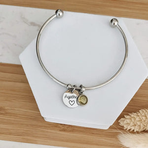 Mom Bracelet Gift from Children Engraved Stainless Steel Birthstone