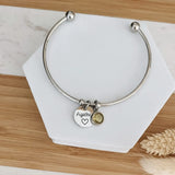 Mom Bracelet Gift from Children Engraved Stainless Steel Birthstone