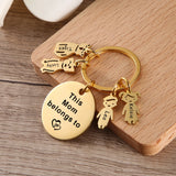 Personalized Nanny Keyring, Heart Keychain with Kids Charm