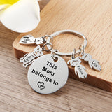 Personalized Nanny Keyring, Heart Keychain with Kids Charm