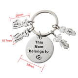 Personalized Nanny Keyring, Heart Keychain with Kids Charm