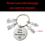 Personalized Nanny Keyring, Heart Keychain with Kids Charm