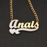Personalized 3D Nameplate Necklace with Heart