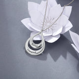925 Silver Water Drop Pendant Necklace with 2 Names Engraved
