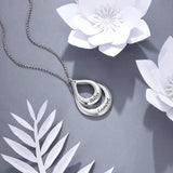 925 Silver Water Drop Pendant Necklace with 2 Names Engraved