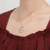 925 Silver Water Drop Pendant Necklace with 2 Names Engraved