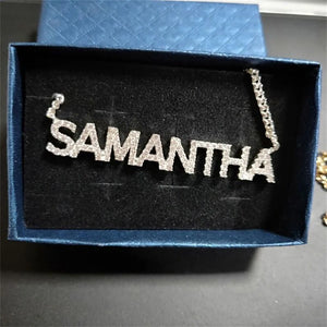 Personalized CZ Name Necklace Stainless Steel Cuban Chain Choker