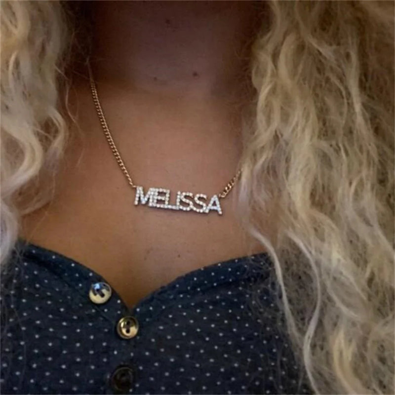 Personalized CZ Name Necklace Stainless Steel Cuban Chain Choker