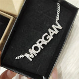 Personalized CZ Name Necklace Stainless Steel Cuban Chain Choker