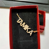 Personalized CZ Name Necklace Stainless Steel Cuban Chain Choker