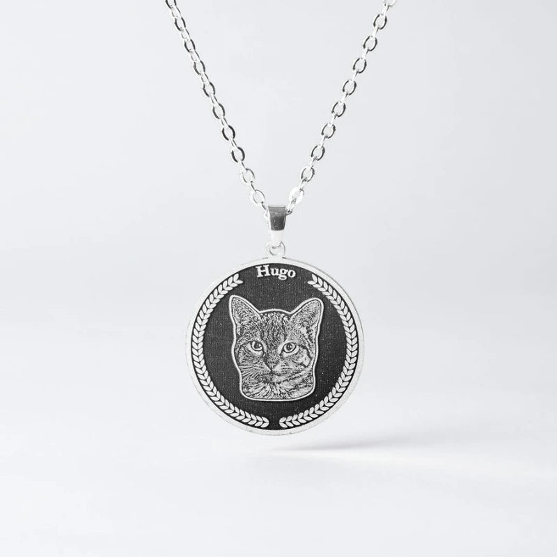 Personalized Pet Photo Necklace Stainless Steel Engraving