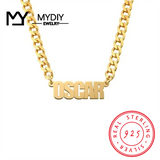 Custom Name Necklace Cuban Chain 925 Sterling Silver Mother's Gift