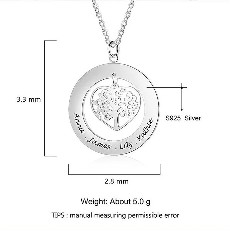 Custom Moon Tree Of Life Stainless Steel Pendant Necklace