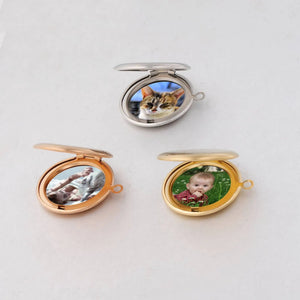 Personalized Wedding Couple Photo Locket Necklace Stainless Steel Pendant