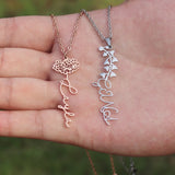 Birth Flower Name Necklace Stainless Steel Choker