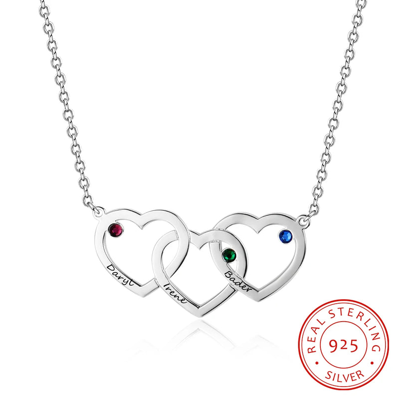 925 Silver Heart Pendant DIY Birthstone Name Necklace Gift