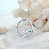 Custom Family Heart Necklace Stainless Steel Engraved Name Birthstone Gift