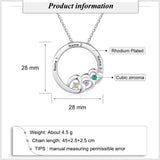 Custom Family Heart Necklace Stainless Steel Engraved Name Birthstone Gift