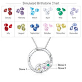 Custom Family Heart Necklace Stainless Steel Engraved Name Birthstone Gift
