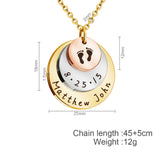 Custom Newborn Footprint Necklace with Name and Date - Personalized Jewelry Gift
