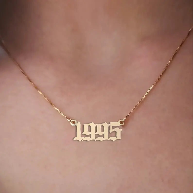 Personalized Number Birth Year Necklaces For Women Gothic Jewelry