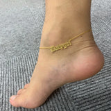 Custom Old English Anklet Leg Jewelry Stainless Steel Name Ankle Bracelet
