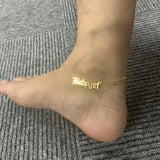 Custom Old English Anklet Leg Jewelry Stainless Steel Name Ankle Bracelet